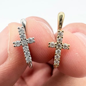 Jesus Cross Nose Cuff Diamond Fake Nose Ring No Piercing 24 KT Gold Filled and Sterling Silver Adjustable Clip On Jewelry