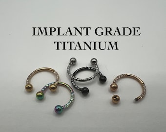 Horseshoe Circular Barbell Septum Ring Nose Ring Implant Grade Titanium Eyebrow Ring Cartilage Earring Curved CZ Diamond Sides 16G 8mm 10mm