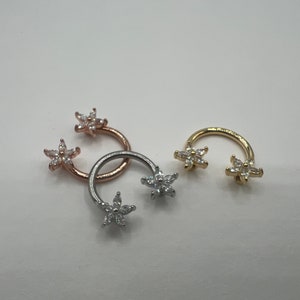 Horseshoe Circular Barbell Septum Ring Eyebrow Ring Cartilage Earring Curved Flower Ends 316L Surgical Steel 14G 12mm