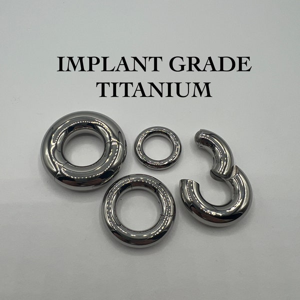 00G/0G/2G/4G/6G/8G/10G/12G Silver Implant Grade Titanium Large Gauge Hinged Clicker Segment Ring Seamless Hoops New Advanced Secure Clickers