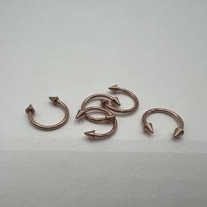 Rose Gold Horseshoe Circular Barbell Septum Ring Eyebrow Ring Cartilage Earring Curved Spike Ends 316L Surgical Steel 16G 8mm 10mm