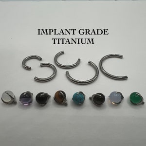 14G 16G Horseshoe Septum Ring Natural Stone Ends Nose Ring Implant Grade Titanium Half Circle Eyebrow Ring Cartilage Earring Curved Barbell