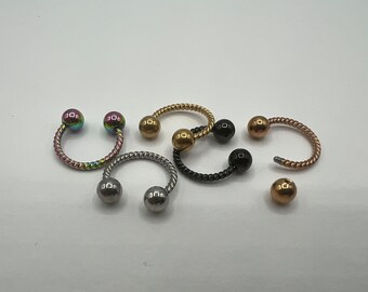 Ferro di cavallo Circolare Bilanciere Anello setto Anello sopracciglio Orecchino cartilagineo Curvo ritorto Acciaio chirurgico 316L 14G 16G 8mm 10mm 12mm