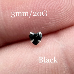 Black Diamond Heart Nose Stud Nose Ring Sterling Silver Pin Nose Piercing Jewelry Nose Bone Nostril Stud CZ Prong Set Dainty Love 3mm 20G Etsy Canada