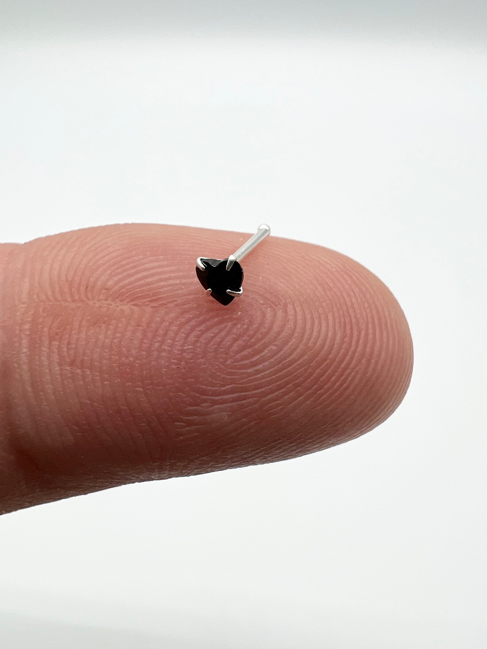 Black Diamond Heart Nose Stud Nose Ring Sterling Silver Pin Nose — free download