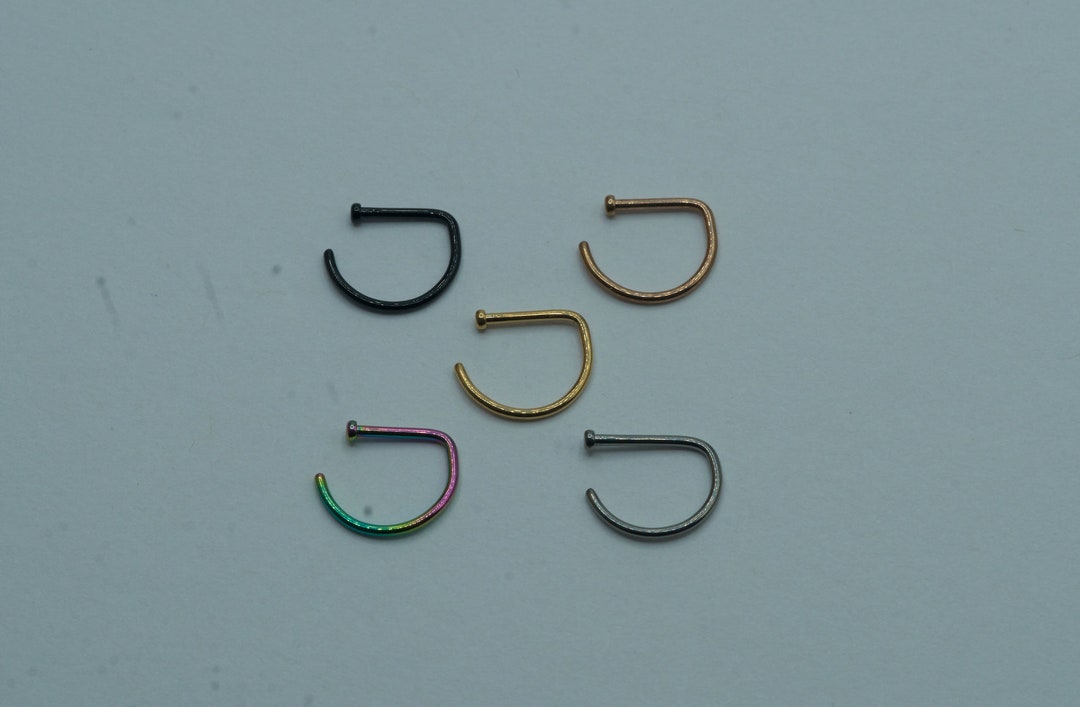D Shape Septum Flat End Nose Ring Open Hoop Nose Piercing Daith Rook