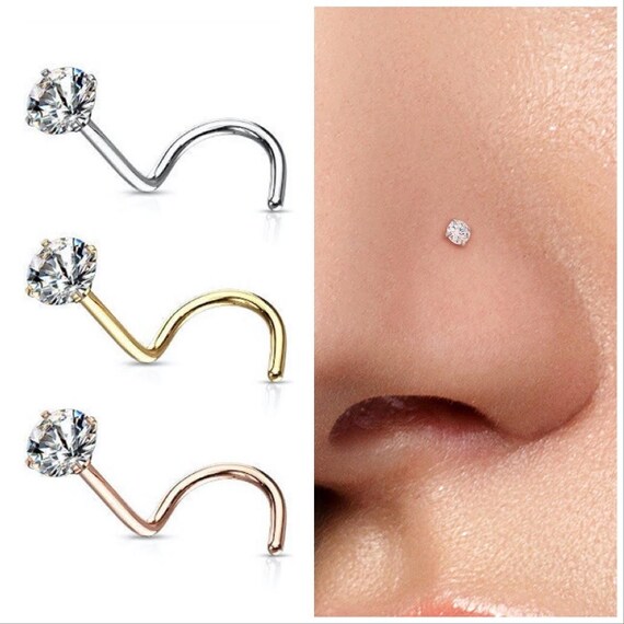 Diamond Nose Stud Nose Ring Nose Piercing Corkscrew Twist -  Israel