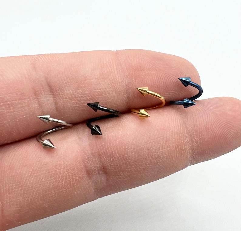 Spikes Hoop Curved Twisted Spiral Barbell Nose Ring Lip Ring Etsy