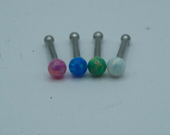 Tiny Opal Nose Stud Nose Ring Piercing Nose Pin Nose Bone Silver Dainty Minimalist 2mm 20G Thin 20 Gauge