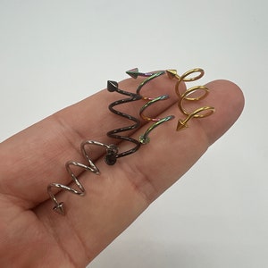 16G Silver Spikes Twister Triple Helix Piercing Ear Crawler Spiral Hoop Cuff and Wrap Earrrings 8mm 10mm Silver Gold Black Rainbow