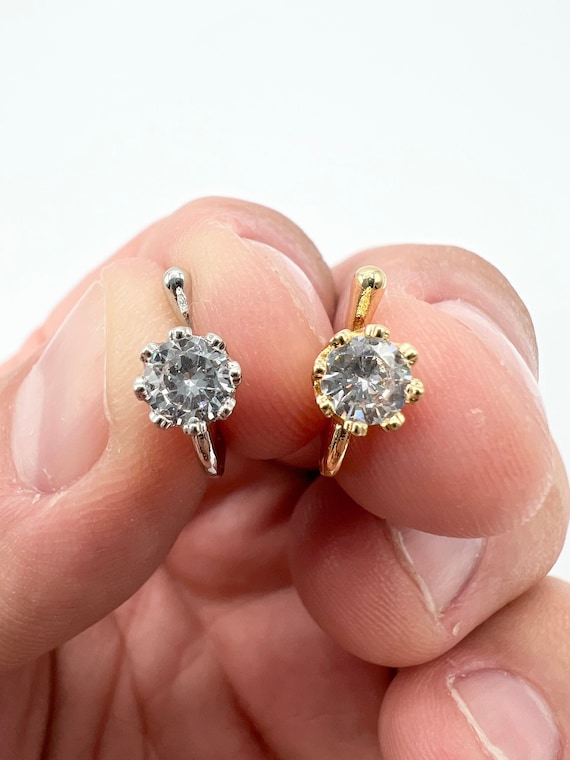 Crown Nose Cuff Diamond Fake Nose Ring No Piercing 24 KT Gold Filled and Sterling Silver Adjustable Clip On Jewelry