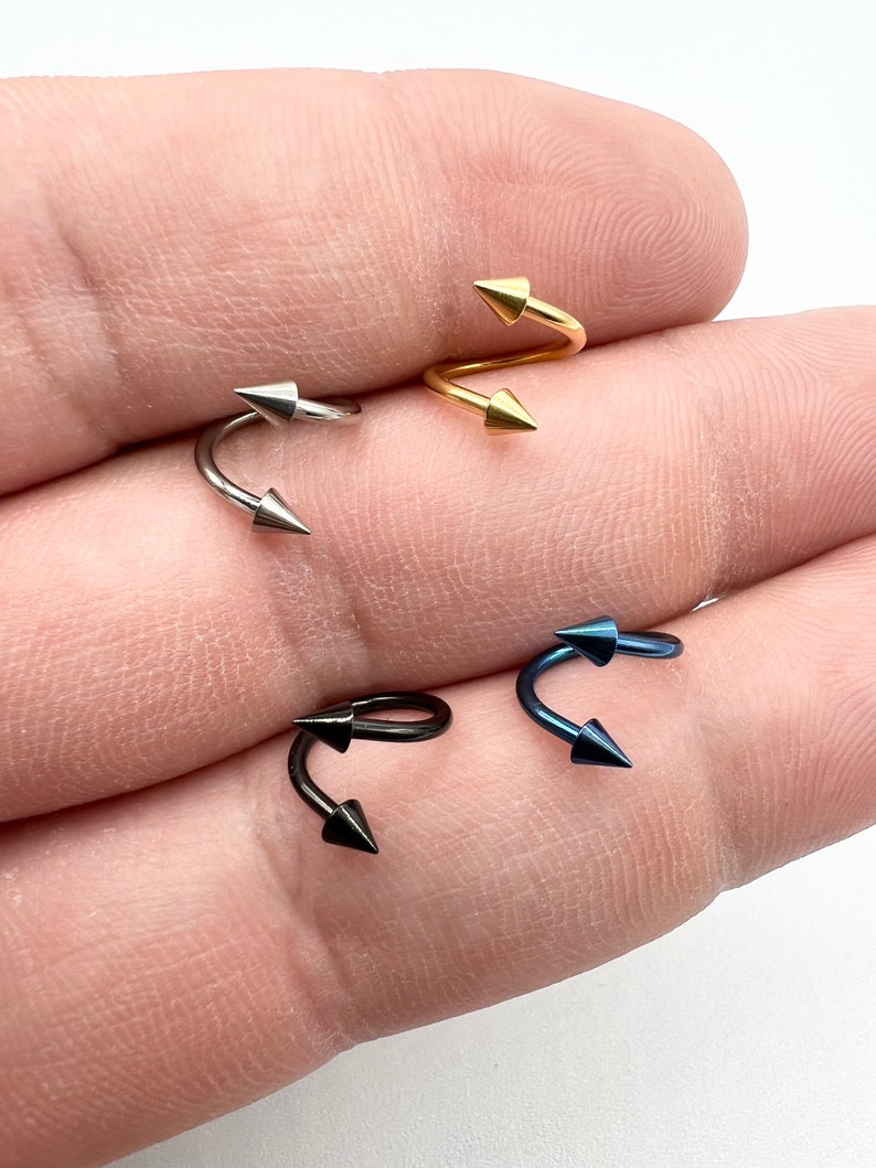 Spikes Hoop Curved Twisted Spiral Barbell Nose Ring Lip Ring Etsy