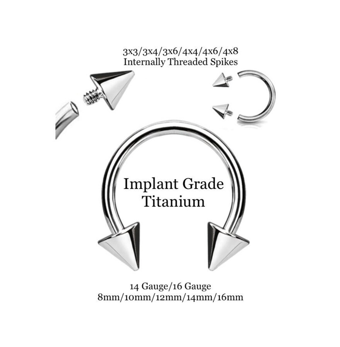 14G 16G Horseshoe Septum Ring Spike Ends Nose Ring Implant Etsy