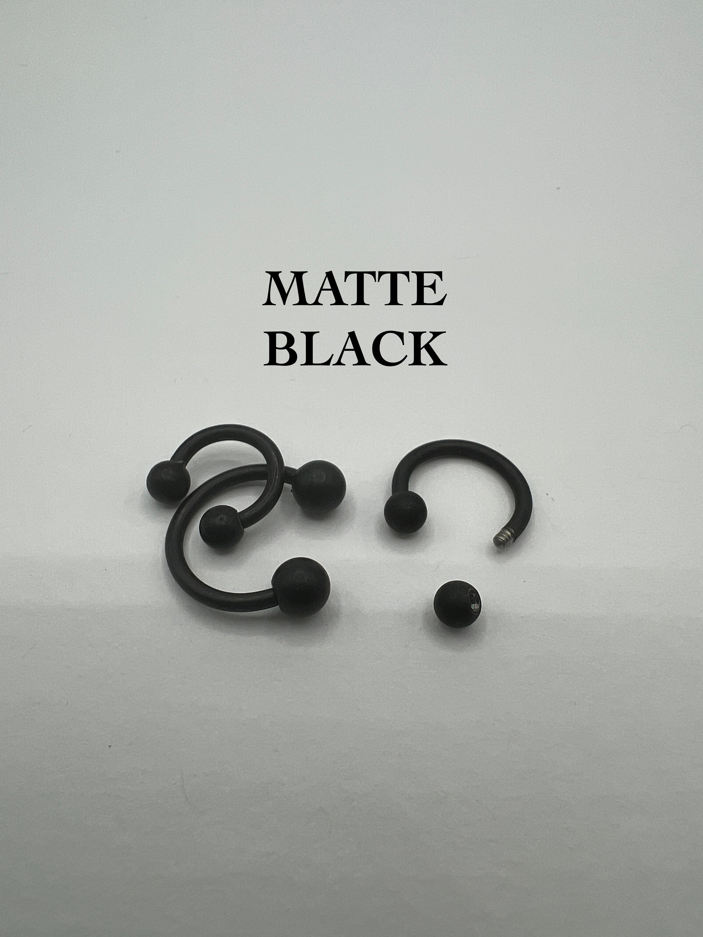 Matte Black Horseshoe Circular Barbell Septum Ring Eyebrow Ring