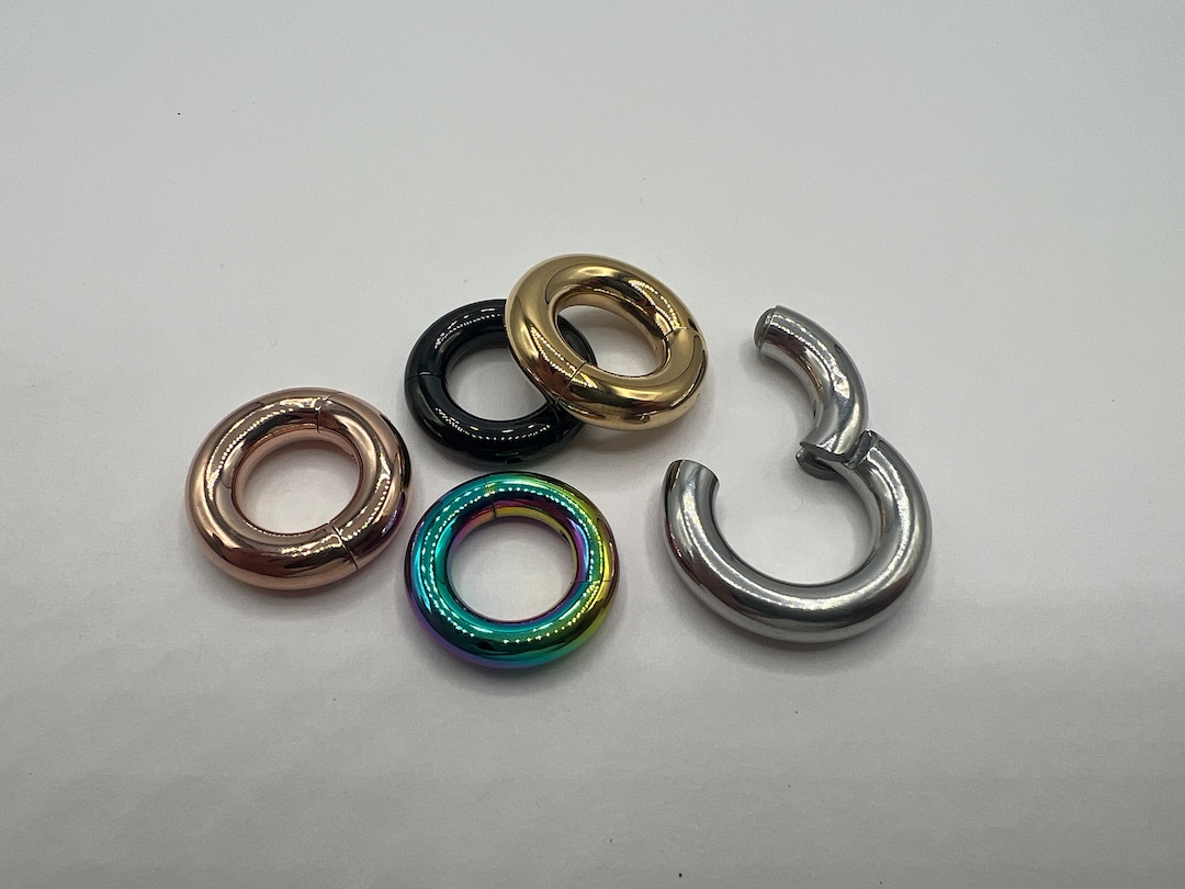 2G/4G/6G/8G Silver 316L Surgical Steel Large Gauge Hinged Clicker Segment Ring Seamless Hoops