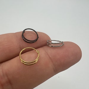 Double Hoop Spiral Nose Ring Bendable Hoop Piercing Daith Rook Ear Cartilage Snug Orbital Helix Lobe Ring Silver Gold Black 20G 8mm 10mm