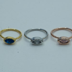 CZ Marquise Bezel Nose Ring Nose Hoop Nose Piercing Diamond Gold Rose Gold Silver Thin Nostril Jewelry With Gem 8mm 20G