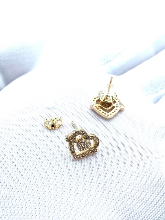 Heart and Arrow Charm Pendant Necklace and Earrings Set Gold Heart and Arrow Charm Pendant Necklace and Earrings Set Gold