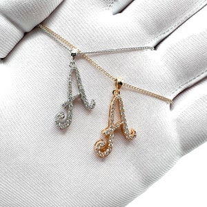 Initial Necklace 24 KT Gold Filled and Silver CZ Diamonds Regina George ...