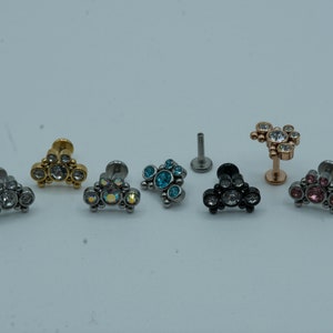 5 CZ Ball Cluster Flat Back Stud Earring Screw In Internally Threaded 316L Surgical Steel Monroe Cartilage Piercing 16G 6mm 8mm