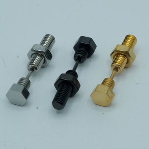 Nut and Bolt Hexagon Screw Head 316L Surgical Steel Fake Plug Taper Stud Lobe Earring Tragus Cartilage Barbell 16G 18G 6mm