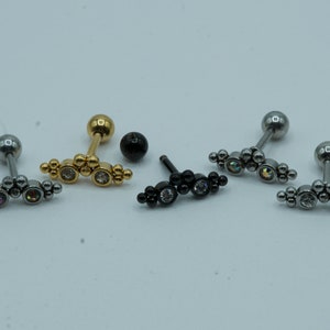 CZ Ball Cluster Top Screw In Labret Cartilage Stud Earrings316L Surgical Steel Cartilage Barbell Studs Ball Back 16G 6mm