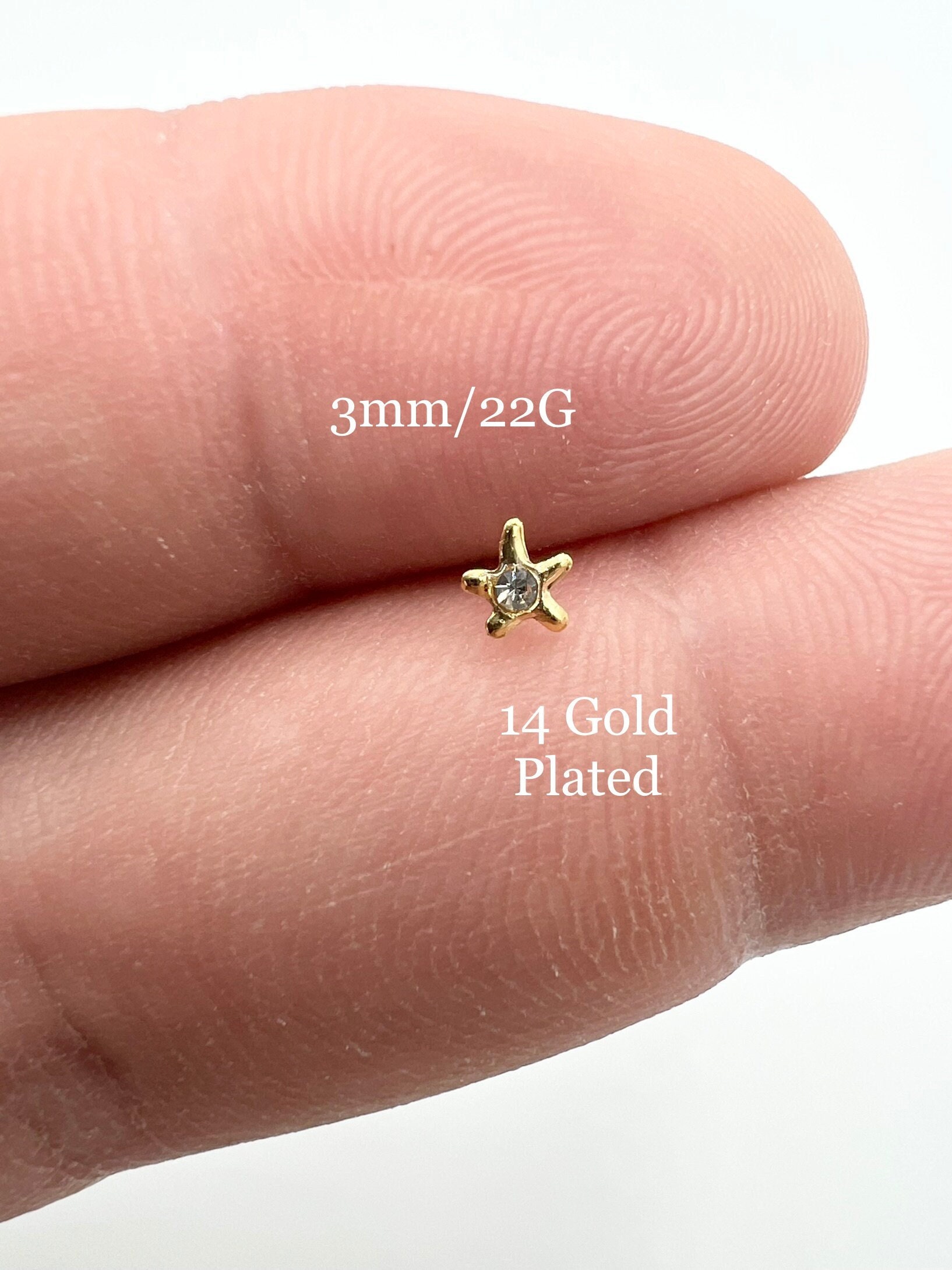 Tiny Starfish Nose Stud Nose Ring Nose Piercing 14K Gold Plated