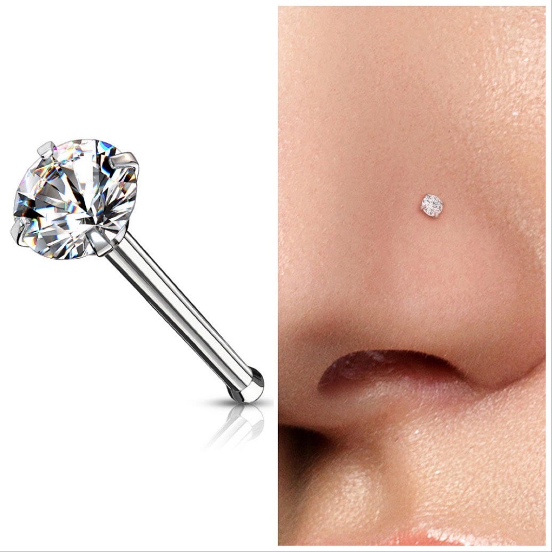 Tiny Diamond Nose Stud Nose Ring Piercing Nose Pin Nose Bone Etsy