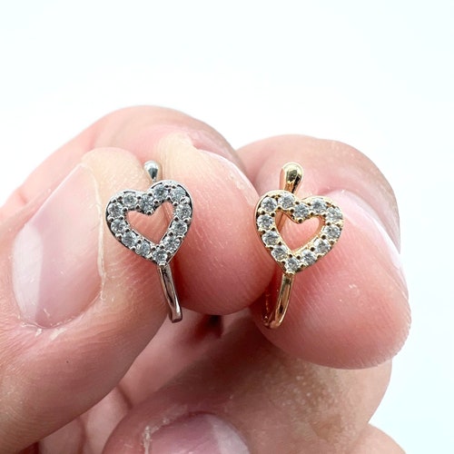 Heart Nose Cuff Diamond Fake Nose Ring Geen piercing 24 KT goud gevuld en sterling zilver verstelbare clip op sieraden