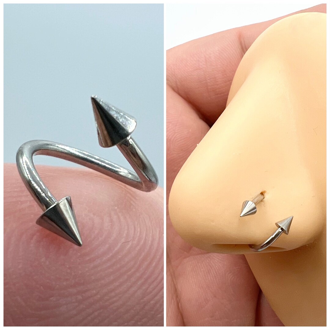 Luxe Modz 2 Pack 18G Nose Piercing Screws – Spike End, 316L Surgical Steel, Nickel-Free, 6mm