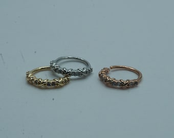 Anillo de nariz cruzado, piercing de aro flexible, Daith Rook, cartílago de oreja, anillo de lóbulo de hélice orbital ajustado, acero quirúrgico 316L CZ 20G 8mm