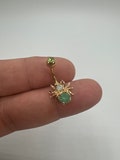 Spider CZ Belly Ring Naval Piercing Green Gold Dangle 316L Surgical Steel Belly Button Navel Rings 14G 10mm