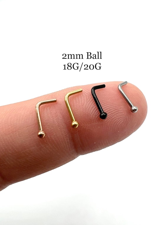 Gold IP 316L Surgical Steel L Shape Ball Top Nose Stud Gold IP 316L Surgical Steel L Shape Ball Top Nose Stud