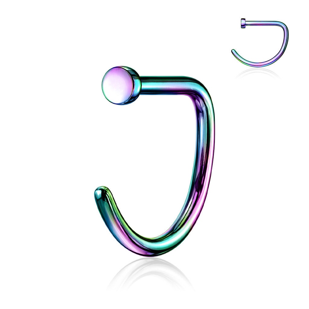 D Shape Septum Flat End Nose Ring Open Hoop Nose Piercing Etsy