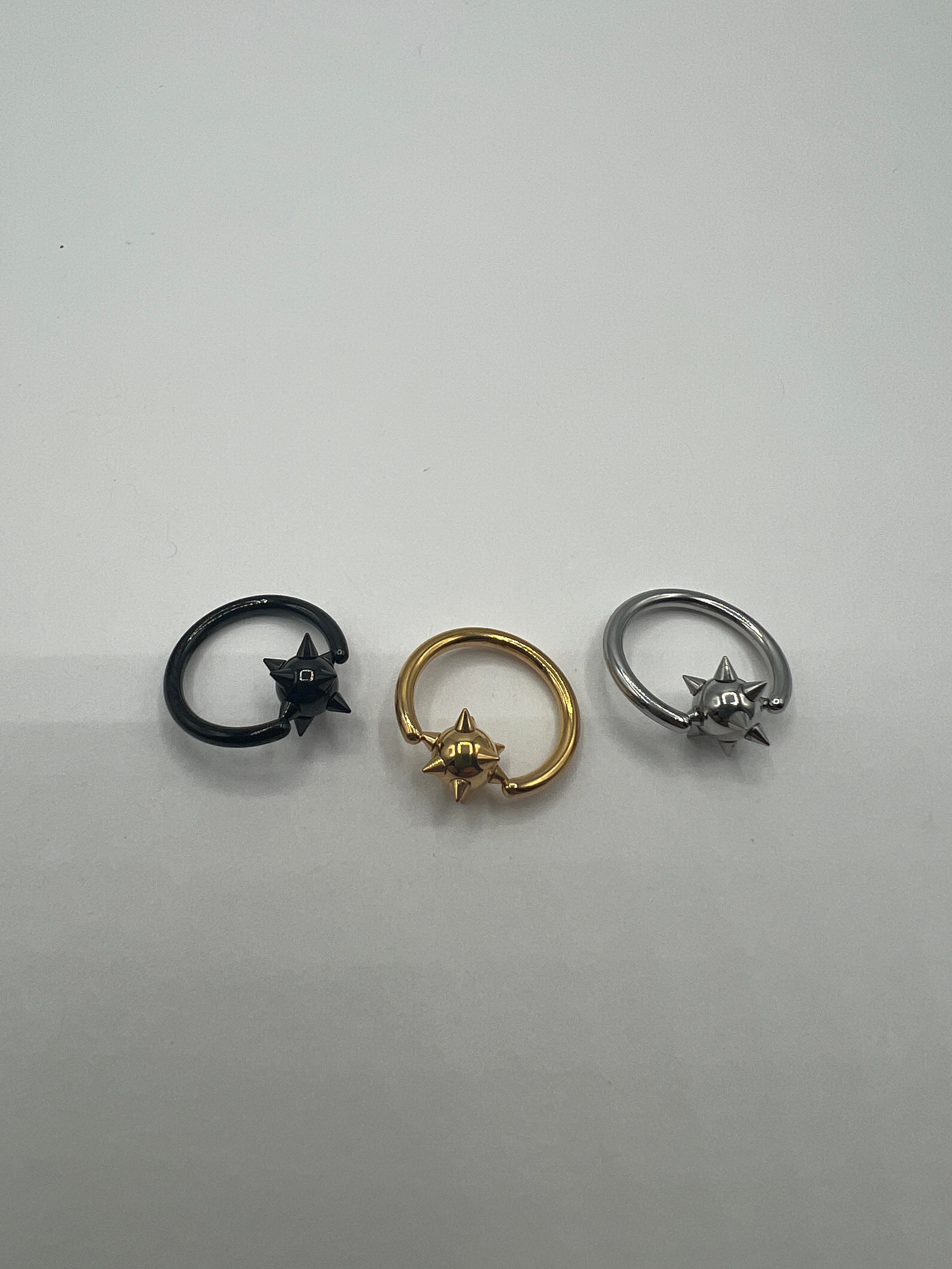 14G 12mm Captive Bead Hoop Earring Septum Ring Spiked Ball Nose