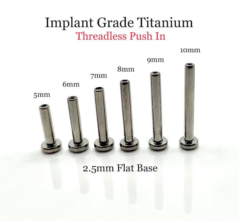 Diamond Push In Flat Back Labret Stud Earring Implant Grade Titanium Threadless Push In CZ Top 16G 18G 20G 5mm 6mm 7mm 8mm 9mm 10mm image 5