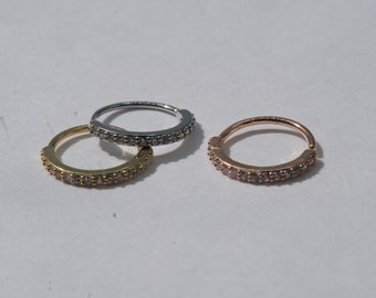Anillo de la nariz Aro flexible Perforación Daith Torre Cartílago de la oreja Anillo del lóbulo de la hélice orbital ajustado CZ Oro Oro rosa Platino 16G 18G 20G 8 mm 10 mm