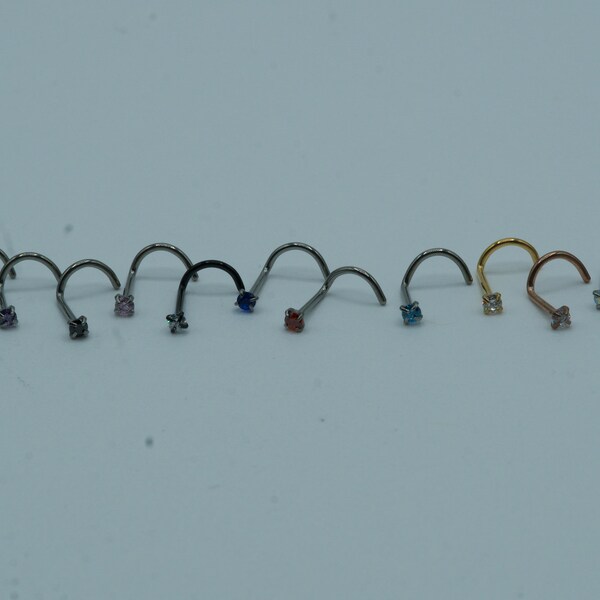 Diamond Stud Corkscrew Nose Ring Etsy