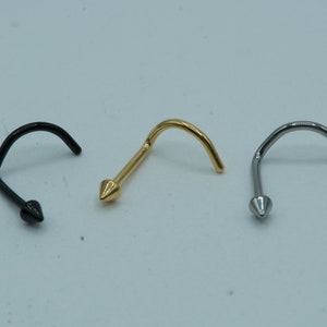 Spike Nose Stud Nose Ring Nose Piercing Corkscrew Twist Implant Grade Titanium Screw Gold Steel Rose 20G 18G 2mm Spike