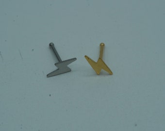 Tiny Lightening Bolt Nose Stud Nose Ring Piercing Nose Pin Nose Bone Silver Gold Nose Bone Dainty Minimalist 20G Thin 20 Gauge