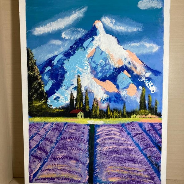 Mountain Landscape, Lavander Love, Lavander,  Mountain breeze, Handmade, Wiev , Art Canvas , Home Decoration, Gift, Etsyseller , Japan