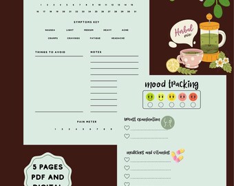 Period Tracker Printable | Period Journal PDF, Private Moon Cycle & Symptom Tracker for Reproductive Privacy | P-5 | Digital Planner