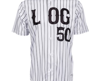 Kendall Roy Succession &#39;L to the OG&#39; Pinstripe Full-Button Baseball Jersey *CUSTOM*