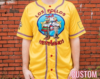 Los Pollos Hermanos Breaking Bad Better Call Saul Gus Fring Full-Button Baseball Fan Jersey *CUSTOM*