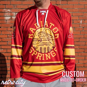Radiator Springs &#39;Cars&#39; Disney Movie Lightning McQueen Lace-up Hockey Jersey *CUSTOM*