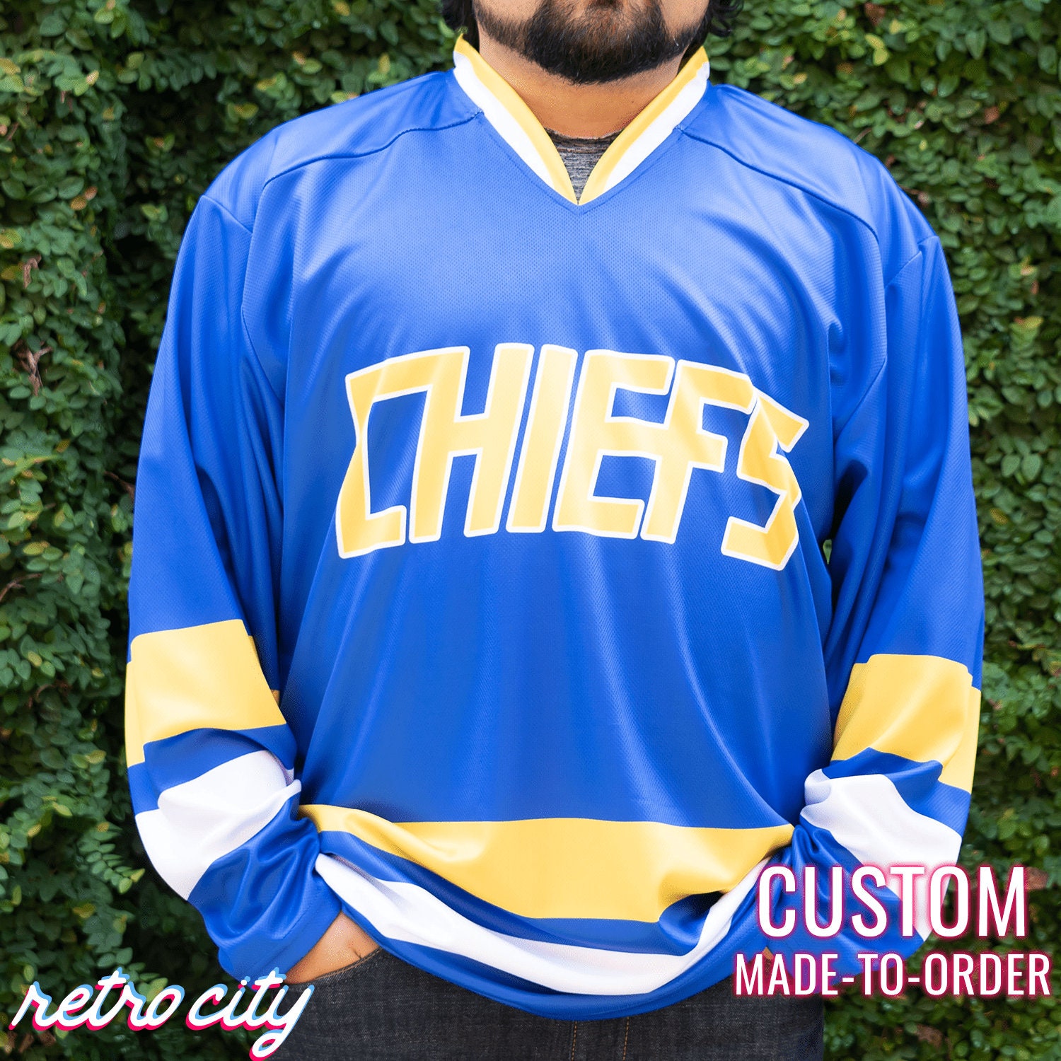 Charlestown Chiefs Slap Shot Steve Hanson Custom Hockey Jersey Sweater Etsy UK