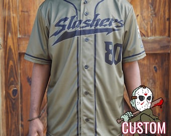 Jason Voorhees Friday the 13th Slasher Series Full-Button Halloween Baseball Jersey *CUSTOM*