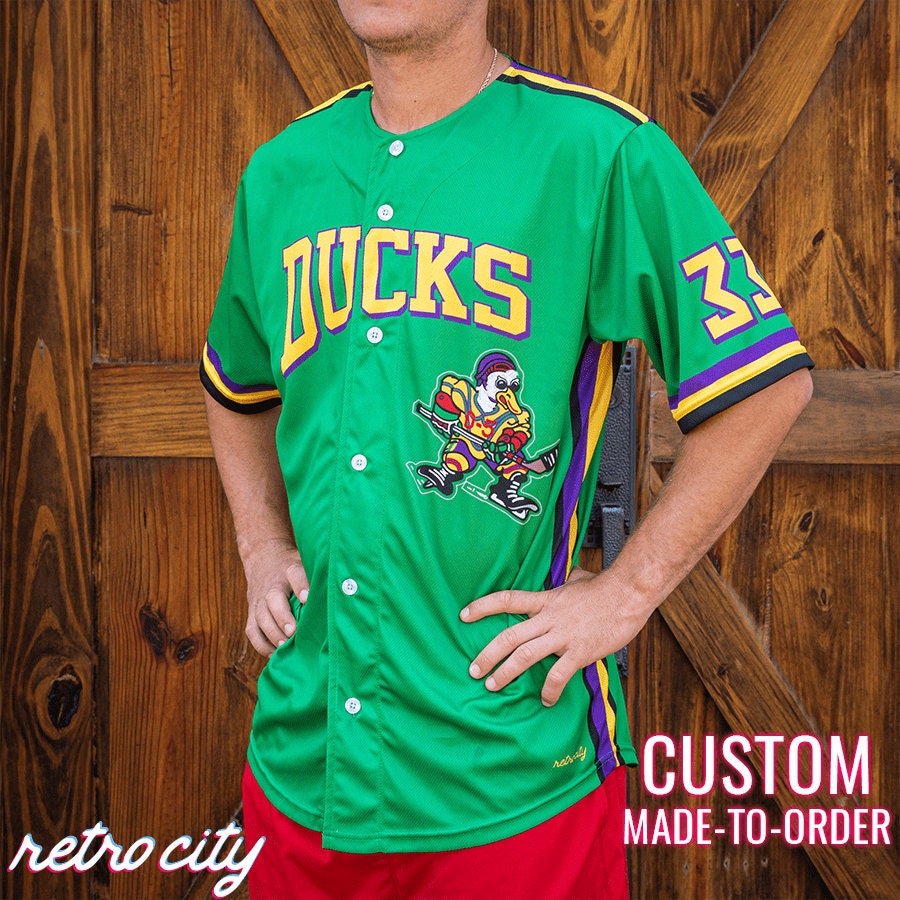 Mighty Ducks Goldberg Full-Button Baseball Jersey *IN-STOCK* Youth XL