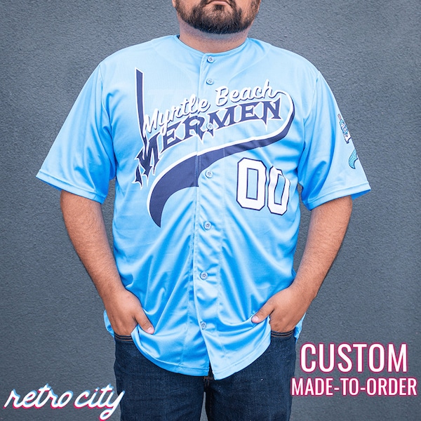 Myrtle Beach Mermen Kenny Powers Full-Button Baseball Jersey *CUSTOM*