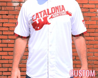 Catalonia Moon Stars Sing Ash Full-Button Baseball Jersey *CUSTOM*
